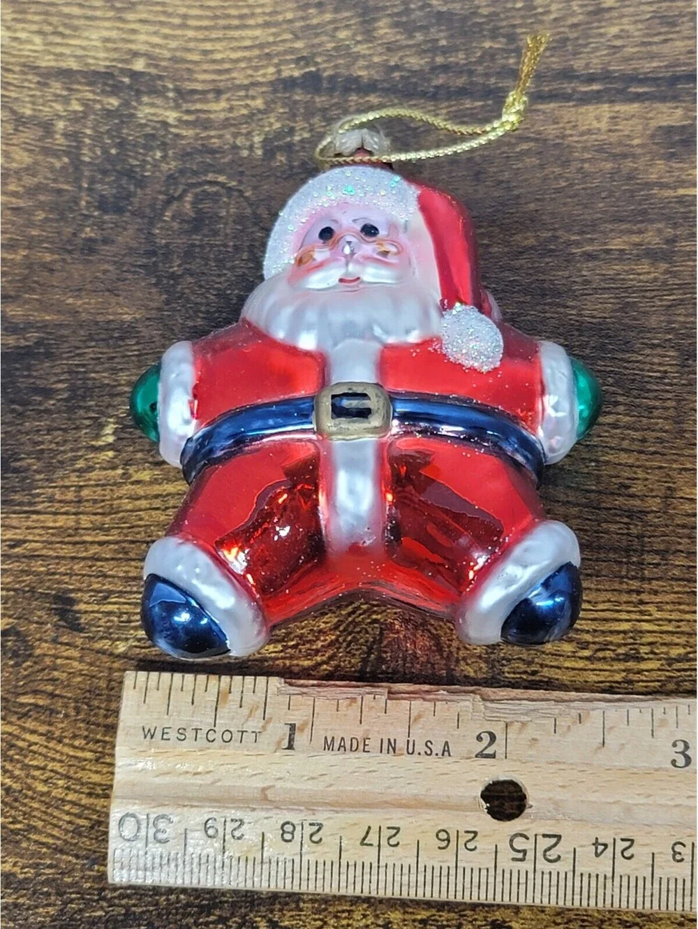 Vintage Thomas Pacconi Star Shaped Santa Hand Painted Glass Ornament